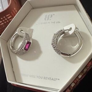 BP Silver Earrings with Pink Accent